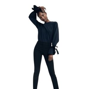 EUC J Crew Black Cotton Ties Sleeves Sweatshirt (N-1)